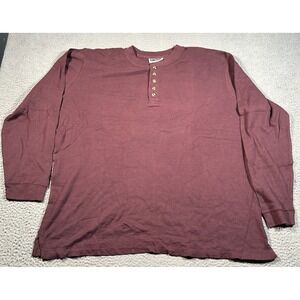 KingSize Shirt Mens 2XL Maroon‎ Waffle Knit Thermal Henley Neck Relaxed Fit